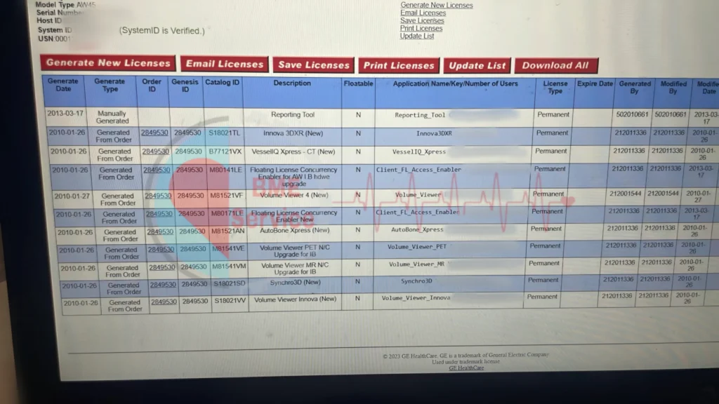 GE workstation software license